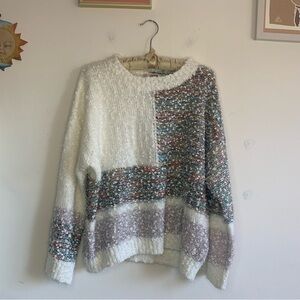 NWT Anthropologie White and Multicolor Sparkle Knit Sweater